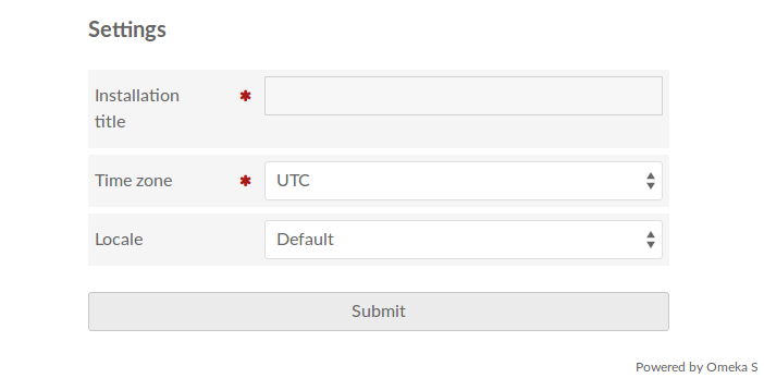 Settings section with fields as described