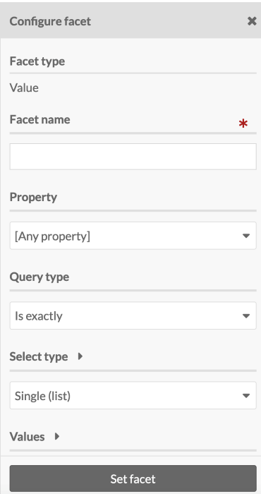 Configure Facet draw for the Values facet type