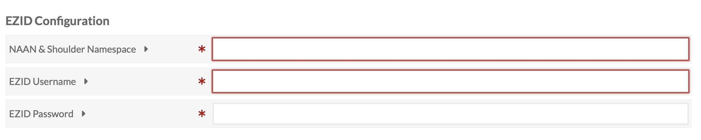 EZID specific configuration options