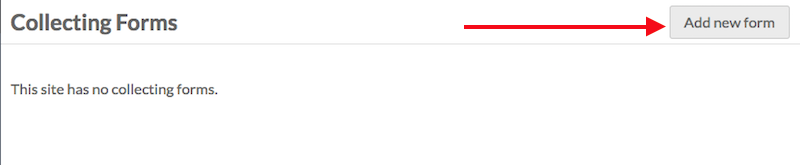 Collecting tab, no forms, red arrow points to the Add New button