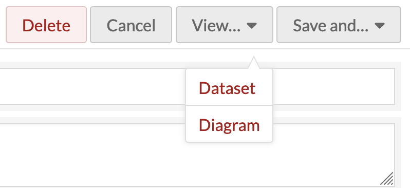 View menu with Dataset and Diagram