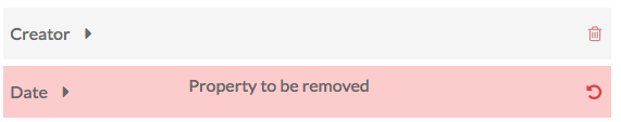 A property set to be deleted, showing the undo button