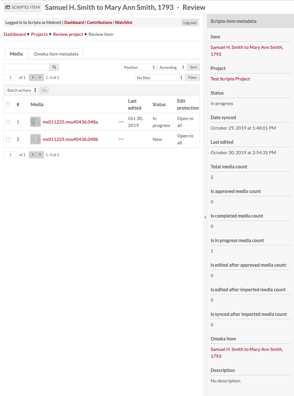 item admin side with drawer open